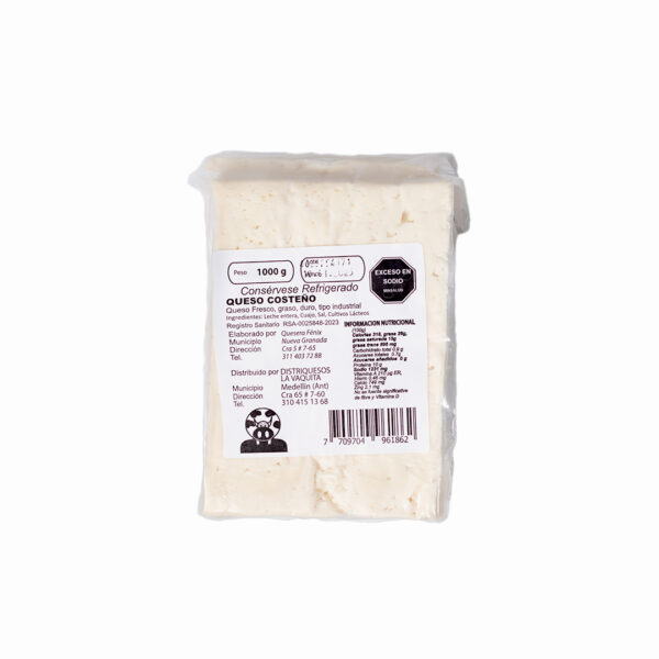 Queso Costeño al Vacio por 1000 gramos